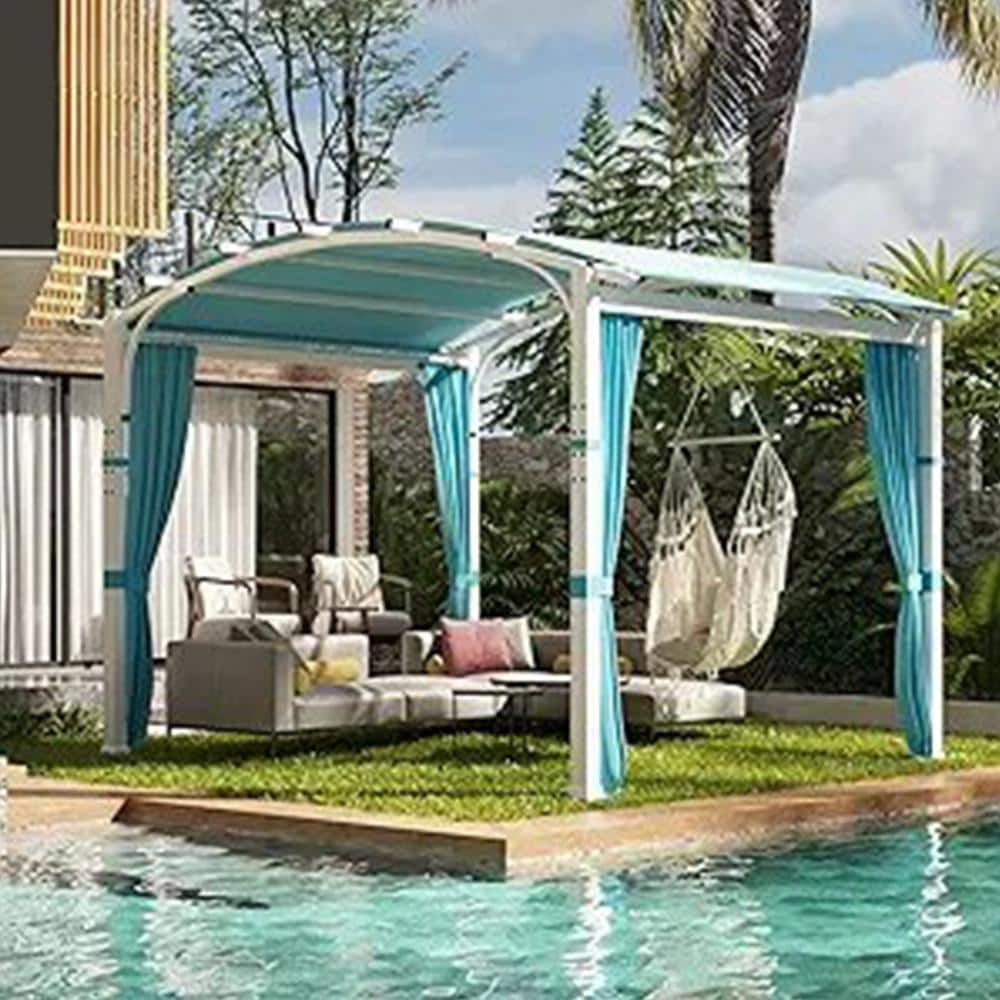 11 ft. x 11 ft. Blue Outdoor Pergola with Sidewalls, UPF 50+ Arched Top Out