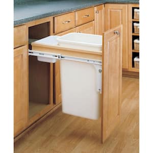 White Single Pull Out Top Mount Trash Can 50 qt.