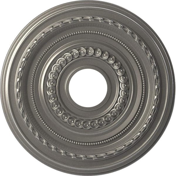 Ekena Millwork 16" O.D. x 3-1/2" I.D. x 1" P Cole Thermoformed PVC Ceiling Medallion (Fits Canopies up to 4-1/2 in.) in Aged Dark Steel