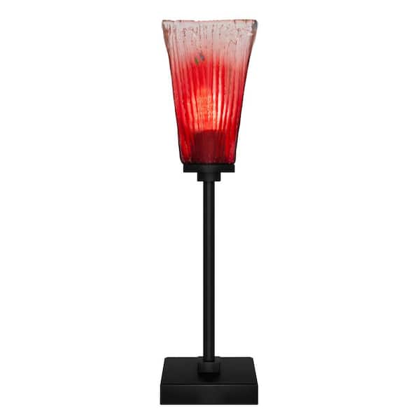 Unbranded Quincy 18.25 in. Matte Black Accent Lamp with Glass Shade
