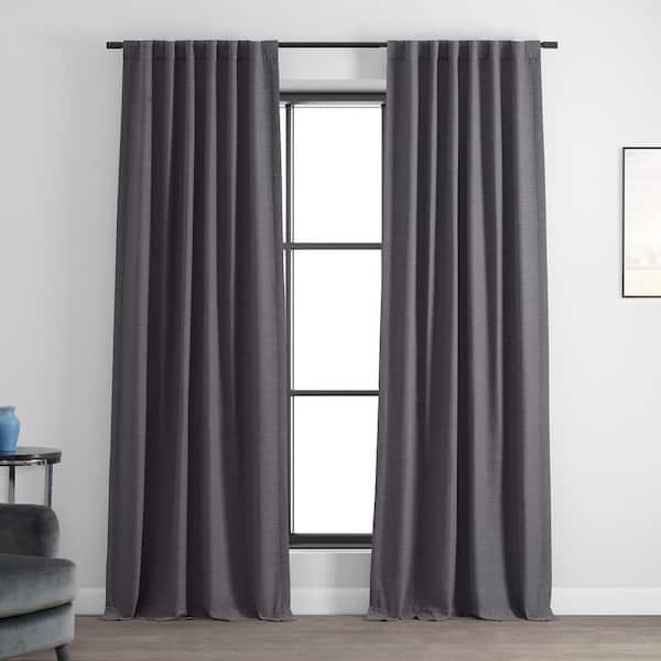 Exclusive Fabrics & Furnishings Armour Grey Rod Pocket Room Darkening Curtain - 50 in. W x 108 in. L (1 Panel)