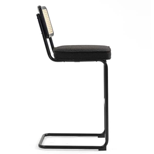 Ayo 30 in. Black Metal Bar Stool with Boucle Seat 2 (Set of Included)