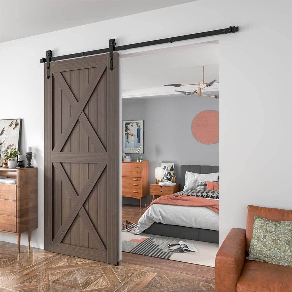 60-inch Matte Black Steel Sliding Barn Door Hardware Kit