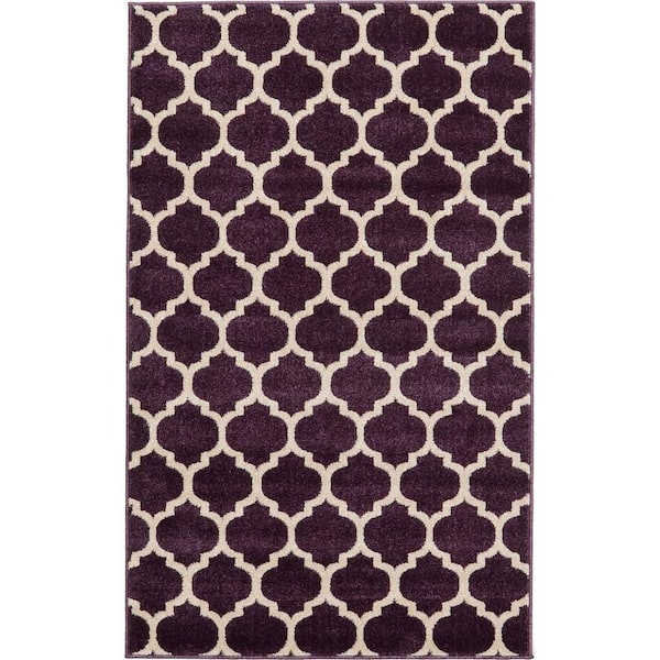 Trellis Philadelphia Purple/Beige 3' 3 x 5' 3 Area Rug
