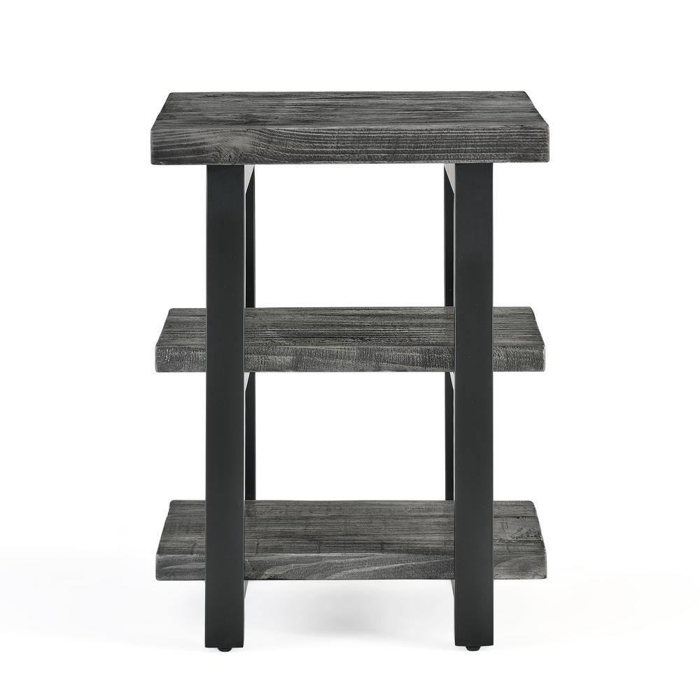 Pomona Slate Gray Metal and Wood 2-Shelf End Table