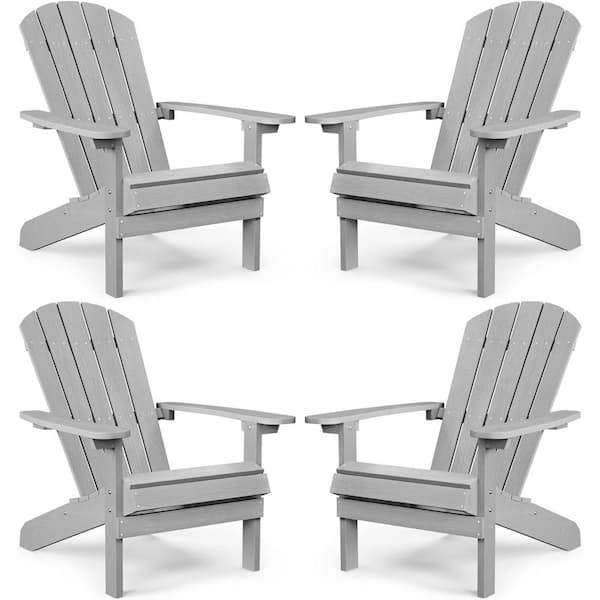 Mximu Classic Grey Plastic Outdoor Patio Adirondack Chair (Set of 4)