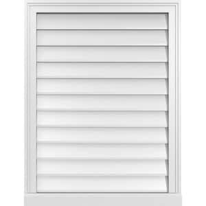 26 in. x 34 in. Vertical Surface Mount PVC Gable Vent: Decorative with Brickmould Sill Frame