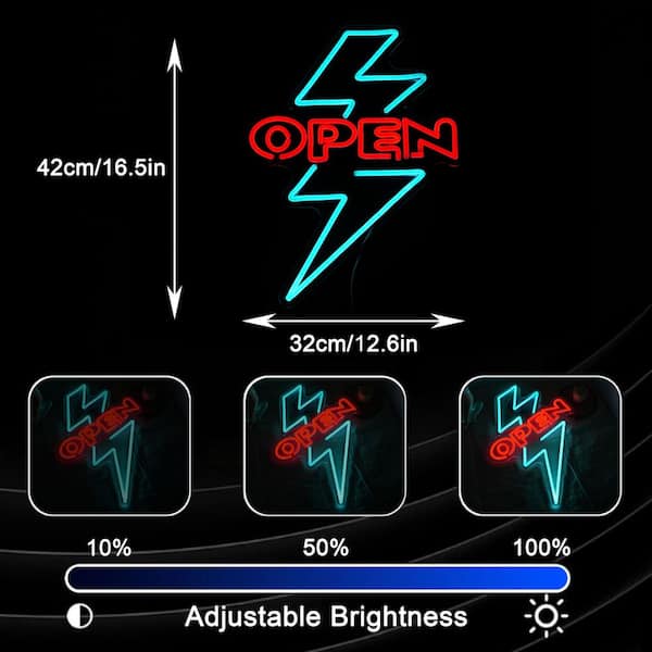 Afoxsos Lightning Series Blue LED Neon Sign Dimmable Switch USB