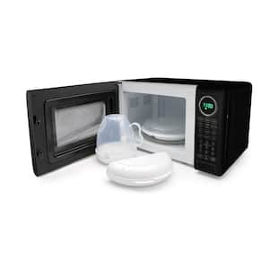18 in. 0.7 cu. ft. Retro Microwave in Black with Accessory Bundle