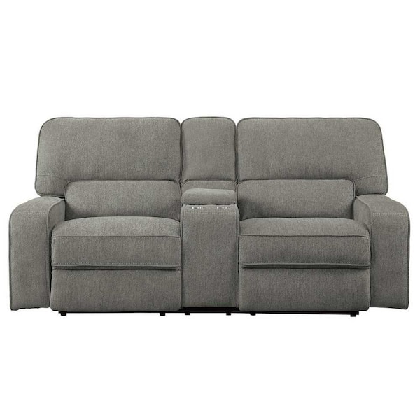 EVERGLADE HOME Amite 85.5 in. W Square Arm Chenille Straight Double Reclining Loveseat in Mocha Brown