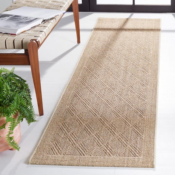 Palm Beach 2 ft. x 10 ft. Sand Geometric Runner Rug