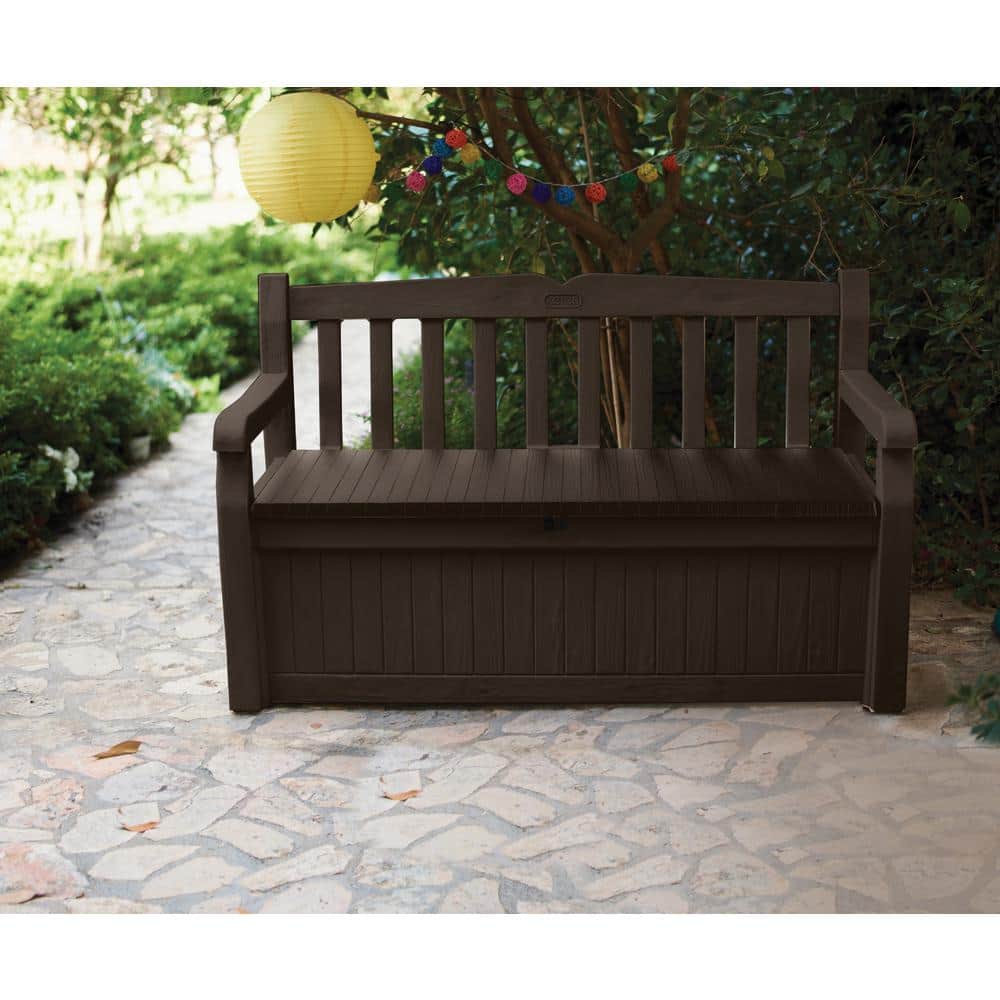 Noir Resin Outdoor Double Seating Storage Bench