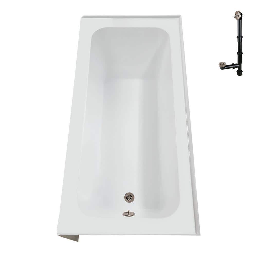 60-Inch Glossy White Acrylic Alcove Bathtub with Right-Hand Drain