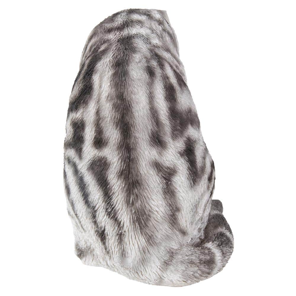 Gray Poly-resin American Shorthair Cat Washing Statue