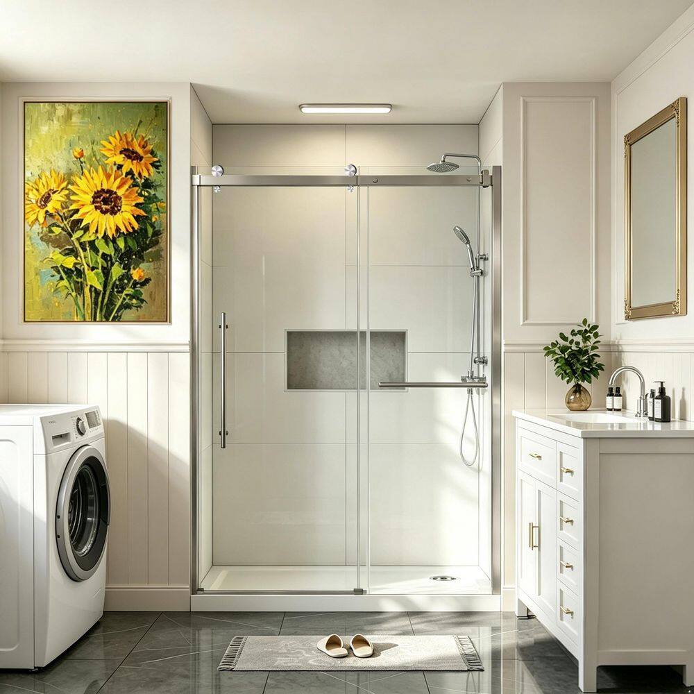 56 in. - 60 in. W x 75 in. H Sliding Frameless Shower Door in Brushed Nickel Finish with High-Quality Tempered Glass price history on PriceWatchPro