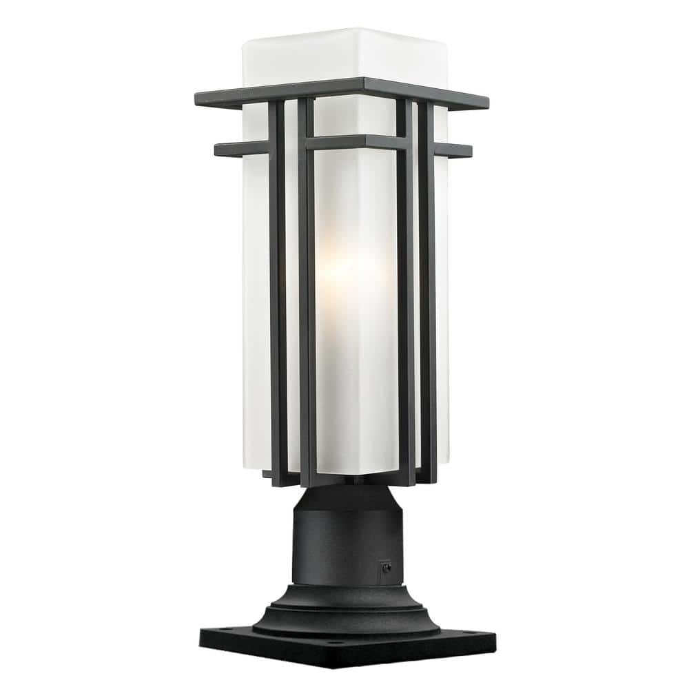 Abbey 19.25 in. 1-Light Black Steel Hardwired Outdoor Weather Resistant Pie