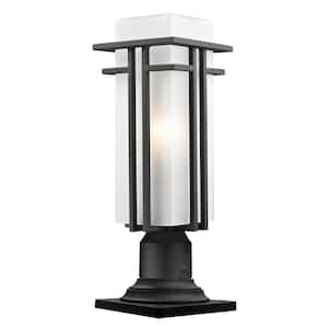 Abbey 19.25 in. 1-Light Black Steel Hardwired Outdoor Weather Resistant Pier Mount Light with No Bulb included