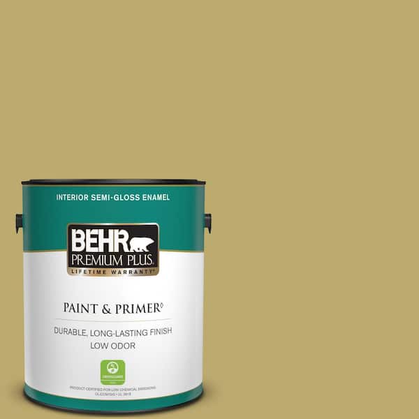 BEHR PREMIUM PLUS 1 gal. #370F-5 Coriander Seed Semi-Gloss Enamel Low Odor Interior Paint & Primer
