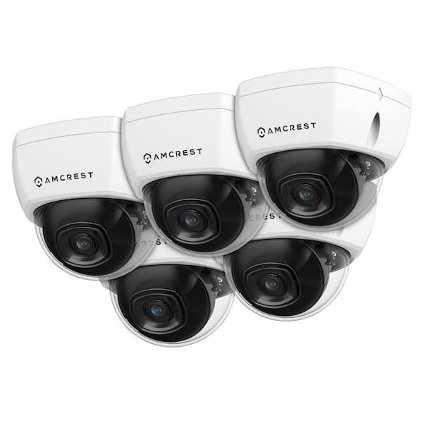 AMCREST UltraHD 4K 8MP Wired Outdoor Dome POE IP Surveillance Camera with 4K (8MP/3840x2160), IP67 Weatherproof, White (5-Pack)