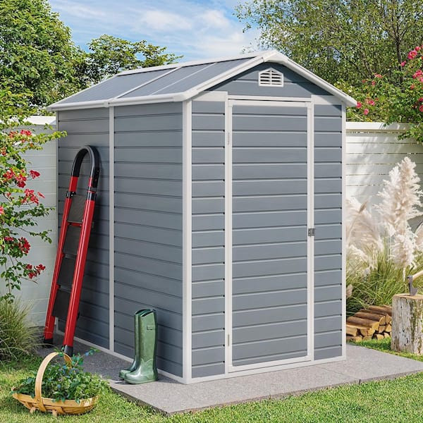 Lofka 6 x 4 ft. Gray Resin Storage Shed-Outdoor Plastic Shed with