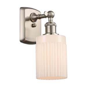 Hadley 1-Light Brushed Satin Nickel Wall Sconce with Matte White Glass Shade