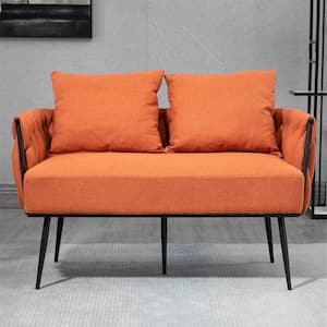 25.59 in. Upholstered Single Leisure Arm Sofa with Metal Frame in Orange