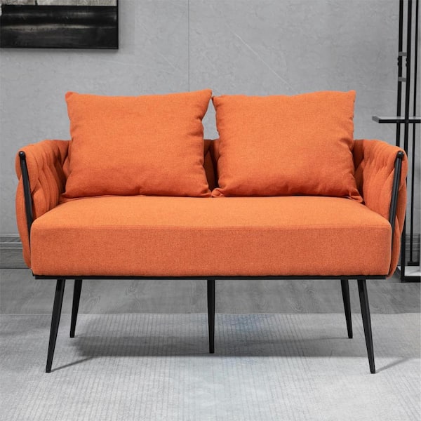 anpport 25.59 in. Upholstered Single Leisure Arm Sofa with Metal Frame in Orange