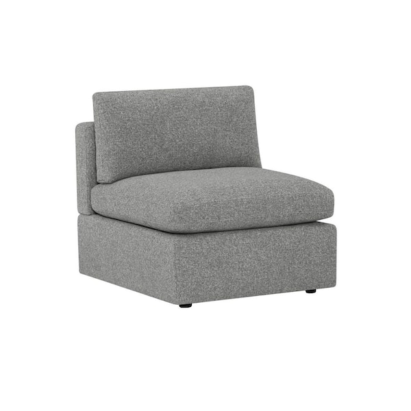 Thorton 32 in. Modular Track Arm Performance Fabric Armless Chair Sofa in Grey