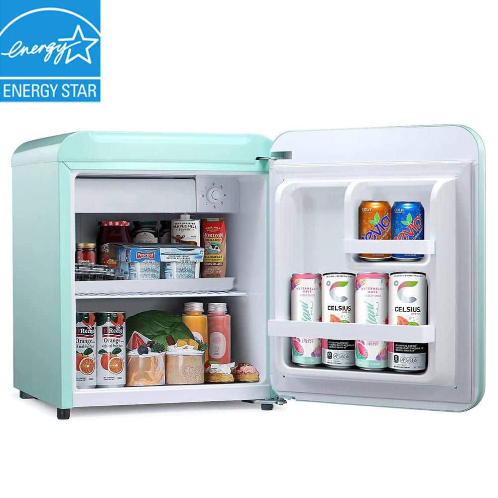 JEREMY CASS 1.7 Cu.ft Mini Fridge with Freezer, Retro Refrigerator  w/Adjustable Thermostat, Single Door Small Refrigerator，Green  NBLWCA221008002 - The Home Depot