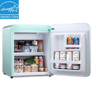 1.7 Cu.ft Mini Fridge with Freezer, Retro Refrigerator w/Adjustable Thermostat, Single Door Small Refrigerator，Green