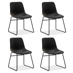 18 in. Black Faux Leather Upholstered Dining Chairs with Metal Legs (Set of 4)