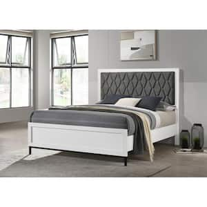 Sonora White Wood Frame Queen Panel Bed with Support Legs