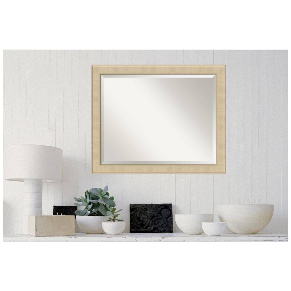Elegant Honey-Silver Beveled Bathroom Vanity Mirror 32" x 26"