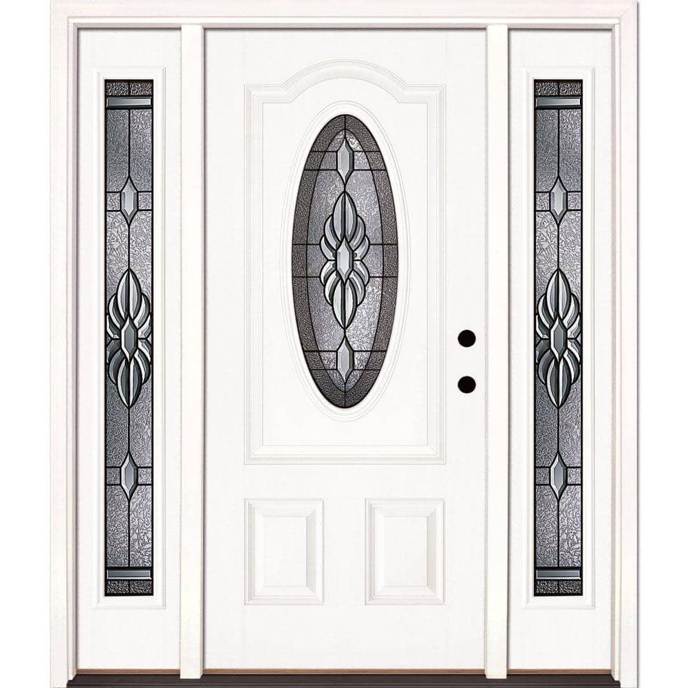 63.5 in.x81.625 in. Sapphire Patina 3/4 Oval Lite Unfinished Smooth Left-Ha