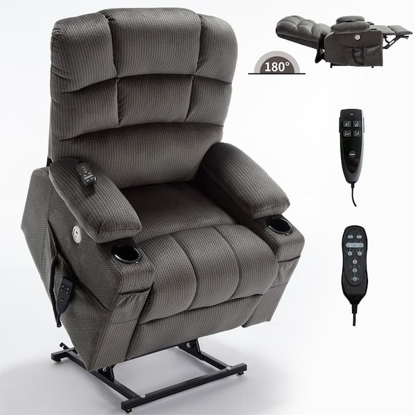 Beige Motor Electric Power Lift Recliner Chair with Heat Massage, Infinite Positions and Power Remote, 350 lbs