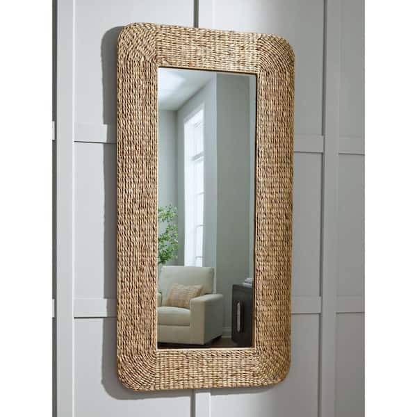 Norigan Light Brown 36 in. W x 72 in. H Rectangle Seagrass Wood Framed Full Length Floor Mirror
