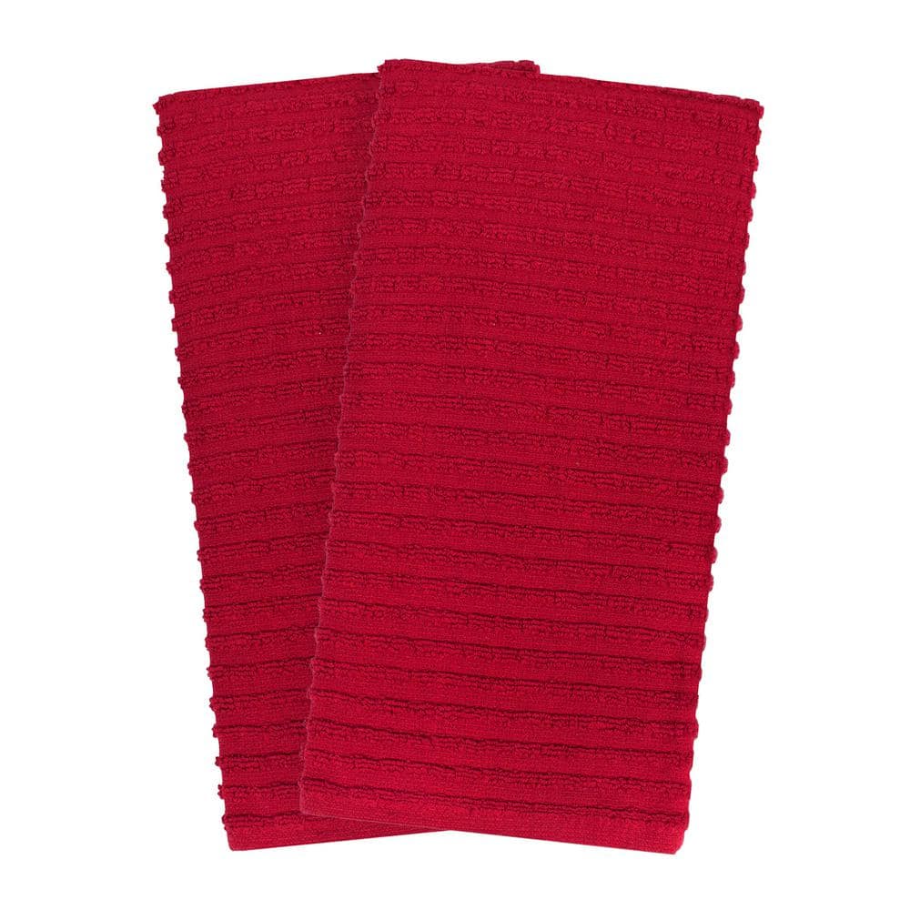 Paprika Red Terry Cotton Kitchen Towel Set, 2-Pack