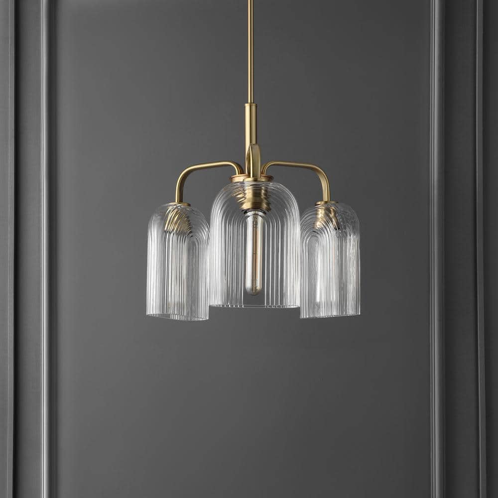Romeyn 21" Gold Glass 3-Light LED Pendant