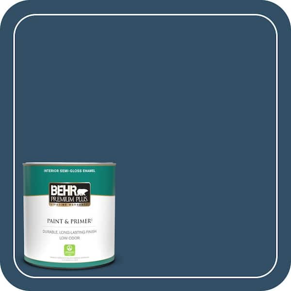 BEHR PREMIUM PLUS 1 qt. #ECC-53-3 Outer Space Semi-Gloss Enamel Low Odor Interior Paint & Primer