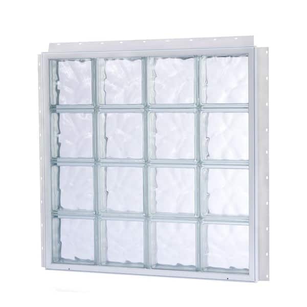 TAFCO WINDOWS 13.875 in. x 13.875 in. NailUp2 Wave Pattern Solid Glass Block Window