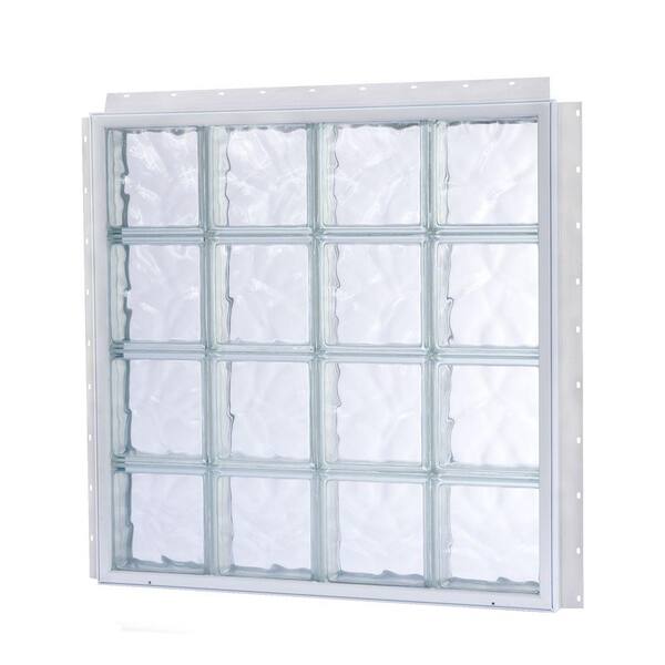 TAFCO WINDOWS 21.875 in. x 21.875 in. NailUp2 Wave Pattern Solid Glass Block Window