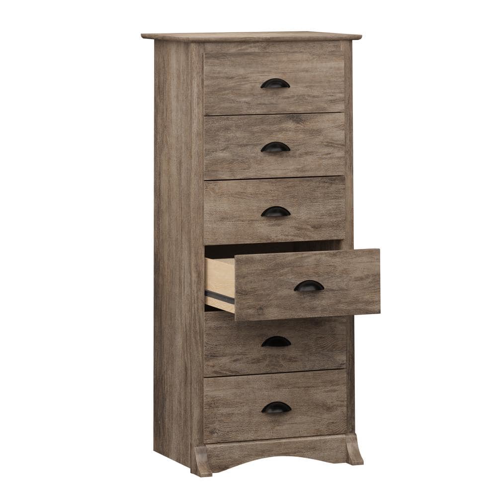 Drifted Gray Coastal 6-Drawer Tall Lingerie Chest