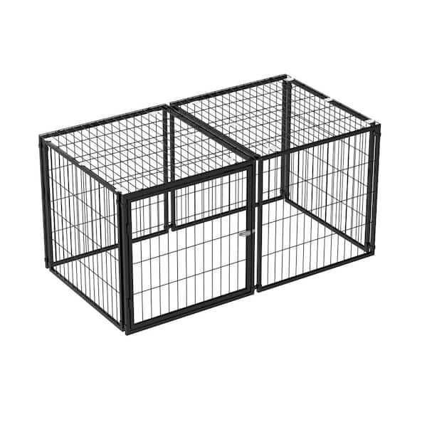 Lucky Dog Euro Style 6 ft. H x 5 ft. W Black Metal Kennel Fence