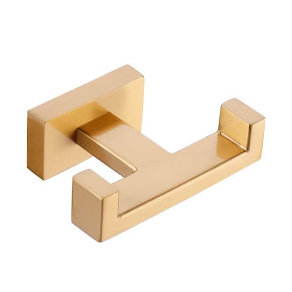 Wall Mounted J-Hook Double Robe/Towel Hook Bath Hardware Accessory in Gold