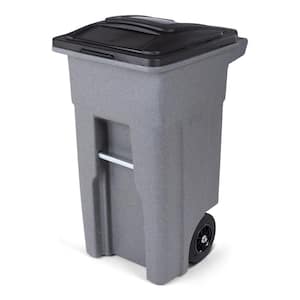 32 Gal. Graystone Trash Can with Quiet Wheels and Attached Lid