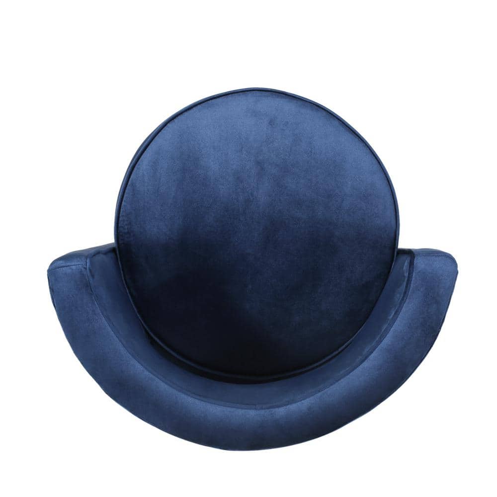 Cobalt and Copper Velvet Swivel Club Chair with Open Back