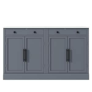 2 Set Gray Wood Pantry Organizer with Drawer, 2-Adjustable Shelves and 2-Door Shelves