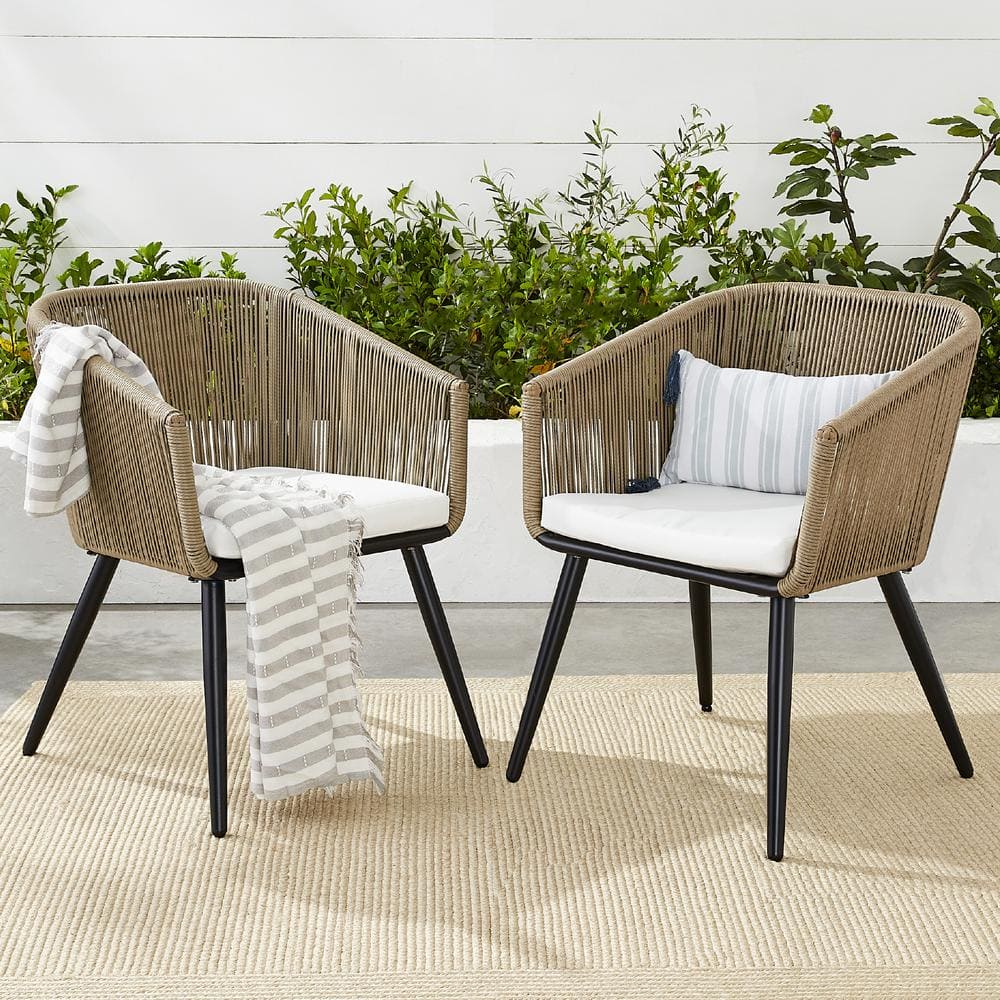 Best Choice Products Set of 2 Indoor Outdoor Patio Dining Chairs Woven  Wicker Seating Set - Natural/Ivory SKY6429 - The Home Depot