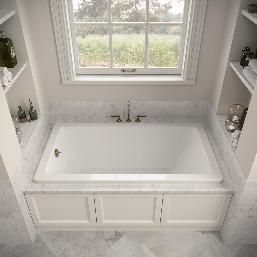 60" x 32" Glossy White Acrylic Soaking Drop-In Bathtub