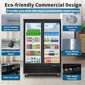 54 in. 44.7 cu. ft. Commercial Upright Merchandiser Refrigerator in Black with Tempered Glass Door